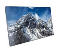 EACanvas Himalayan mountains blue skies over mount Everest Ready to Hang Wall Art Print Picture For Home Office Decor 30x20cm (12x8In)