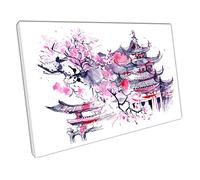 EACanvas Japanese illustration art Cherry blossom pink JAPAN Ready to Hang Wall Art Print Picture For Home Office Decor 91x61cm (36x24In)