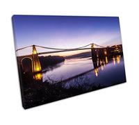 EACanvas Menai Suspension Road Bridge Pont Grog y Borth Island of Anglesey Wall Art Print Picture For Home Office Decor 76x51cm (30x20In)