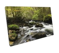 EACanvas Misty morning at Golitha Falls on Bodmin Moor in Cornwall Ready to Hang Wall Art Print Picture For Home Office Decor 91x61cm (36x24In)