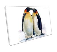 EACanvas Penguins partners for life Couple Romance Illustration Art Ready to Hang Wall Art Print Picture For Home Office Decor 45x30cm (18x12In)