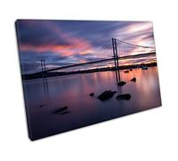 EACanvas Purple & Blue sunset over Forth Road Bridge Firth of Forth River Wall Art Print Picture For Home Office Decor 91x61cm (36x24In)