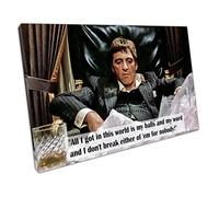 EACanvas Quote American gangster Tony Montana Scarface Ready to Hang Wall Art Print Picture For Home Office Decor 61x41cm (24x16In)