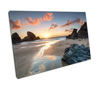 EACanvas Sunset at Porthcothan bay on the north Cornwall coast English coast Wall Art Print Picture For Home Office Decor 91x61cm (36x24In)