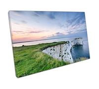 EACanvas Sunset over Old Harry Rocks near Swanage Jurassic Coast seascape Wall Art Print Picture For Home Office Decor 91x61cm (36x24In)