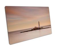 EACanvas Sunset over St Mary's Lighthouse St Mary's Island North East Wall Art Print Picture For Home Office Decor 61x41cm (24x16In)