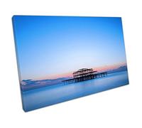 EACanvas The west pier of Brighton after sunset England seascape Ready to Hang Wall Art Print Picture For Home Office Decor 61x41cm (24x16In)