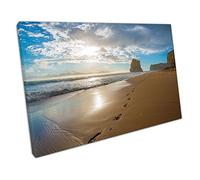 EACanvas Twelve Apostles FOOTPRINTS in the sand Victoria Australia Ready to Hang Wall Art Print Picture For Home Office Decor 91x61cm (36x24In)
