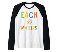 Each Dot Matters Colorful Dots Day Polka Dot Raglan Baseball Tee