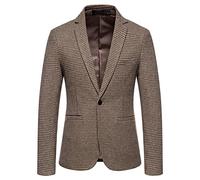 EACH WOMEN Men's Classic Fit Plaid Blazer Mens Formal Business Suit Jacket Single-Breasted Tweed Check Blazers Coat