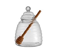 Eachave 500Ml / 6.9 Oz Honey Pot with Dipper, Glass Honey Jar and Dipper Set, Honey Dispenser, Beehive Honey Pot for Store Honey and Syrup