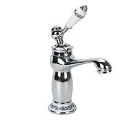 Eachbid Vintage Brass and Ceramic Bathroom Sink Mixer Tap (Silver)