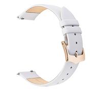 EACHE 12mm Pure White Leather Watch Straps for Women Quick Release Thin Leather Watch Bands Smooth Calfskin for Ladies with Rose Gold Buckle
