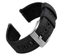 EACHE 20mm Black Canvas Watch Straps Quick Release Leather Watch Bands for Men Compatible with Huawei Watch 2/Samsung Galaxy Watch Active