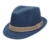 EachEver Kid Boys Fedora Hat Jazz Cap Cotton Photography Trilby Top Sun Hats, Blue, 24-10 Years
