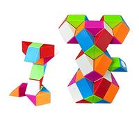 EACHHAHA Magic Snake Set 24 + 48 Blocks 2 Pack Magic Snake Puzzle Magic Snake Cube for Children and Adults Children's Birthday Party Favours (Rainbow 24 + 48)