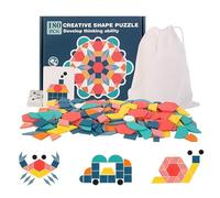 EACHHAHA Wooden Pattern Blocks,Creative Jigsaw Puzzle Toys for KidsIntelligence,Various Geometric Shapes