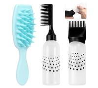 EACHPT Hair Oil Applicator Bottle, 3pcs Root Comb Applicator Bottle with 1 Hair Massager, Scalp oil Applicator with Graduated Scale for Salon Home DIY