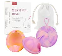 EACHPT Menstrual Cups, Pack of 2 Reusable Menstrual Disc Soft Grade Silicone Menstrual Cup - Comfortable, Leak-Proof Period Protection,Small Large Sizes,Tampon, Pad, Cup Alternative