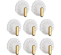 EACHPT Self Adhesive Hooks - 8Pcs Shell Coat Hooks Wall Mounted, Waterproof Heavy Duty Stick on Wall for Hanging in Kitchen Bathroom