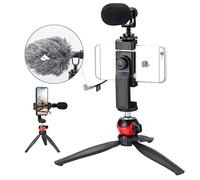 EACHSHOT Microphone for iPhone with Tripod, Recording Equipment with External Videomic Shotgun Mic and Stand for Android Cell Phone Vlog Filming, Smartphone Vlogging Kit for YouTube TikTok Live Video