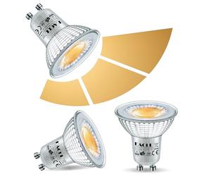 EACLL GU10 3-Brightness Dimmable 6W LED Bulbs 2700K Cool White, Pack of 2, 565lm 75W Halogen Spotlight Equivalent, 38° Flicker Free Reflector Lamp, Dimmable Without The Switch of Dimming Function