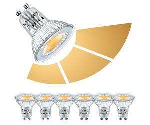 EACLL GU10 LED 6W Warm White 2700K Pass 3-Stage Dimmable via Ordinary Switches, 565lm Replace 75W Halogen, Flicker-Free 38° Spots, 3 Brightness 3-in-1 Spotlight, Dimming Without a Wimmer, Pack of 6