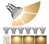 EACLL GU10 LED Bulbs 3-Step Dimmable 3-Brightness, 10W 3000K Warm White, Pack of 6, 940lm Equivalent 125W Halogen Spotlight, 120° Flicker-Free Reflector Lamp, Dimmable Without Dimmer Switch