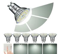 EACLL GU10 LED Bulbs 3-Step Dimmable 3-Brightness, 10W 5000K Daylight White, Pack of 6, 940lm Equivalent 125W Halogen Spotlight, 120° Flicker-Free Reflector Lamp, Dimmable Without Dimmer Switch