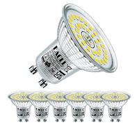 EACLL GU10 LED Bulbs Daylight White 5000K 6.5W Replaces 100W Halogen Bulbs, Pack of 6, 970 Lumen, AC 230 V Flicker-Free Spotlight Beam Angle 120° Spot, Non-Dimmable Shorter Reflector Lamps