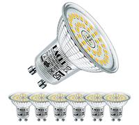 EACLL GU10 LED Bulbs Neutral White 4000K 6.5W Replaces 100W Halogen Bulbs, Pack of 6, 940 Lumen, AC 230 V Flicker-Free Spotlight Beam Angle 120° Spot, Non-Dimmable Shorter Reflector Lamps