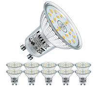 EACLL GU10 LED Bulbs Neutral White 4000K 6.5W Replaces 95W Halogen Bulbs, Pack of 10, 875 Lumen, AC 230 V Flicker-Free Spotlight Beam Angle 120° Spot, Non-Dimmable Shorter Reflector Lamps