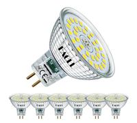 EACLL LED Bulbs GU5.3 Cool White, Pack of 6, 6.5W MR16 Equivalent 60W Halogen, 6400K 580 Lumens Non-Dimmable, Flicker-Free Lighting, Wide Beam 120° Spotlight, AC/DC 12V Reflector Lamp
