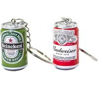 EACTEL 2Pcs Simulation Canned Beer Keychain Boy Men Beer Can Keyring Trinket Couples Cool Backpack Decor Jewelry Car Key Accessories Pendant