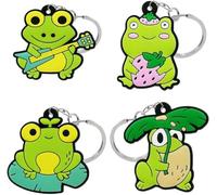 EACTEL 4Pcs Frog PVC Keychain Cute Animal Keyring Pendant Funny Colorful Frog Key Chain Cartoon Gift Lovely Keyring Pendant Accessories