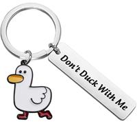 EACTEL Cartoon Duck Keychain Don’t Duck with Me Metal Duck Lovers Gift Key Chain Keyrings Gift Present for Boyfriend Husband Girlfriend Couple (silver)