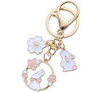 EACTEL Cartoon Sakura Rabbit Keychain For Girls Women Flower Bunny Pendant Lobster clasp Keyring Backpack Keyring Charm Car Key Chain Gift Accessories