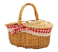 EACTEL Country Style Wicker Picnic Basket Hamper with Lid and Handle & Liners for Picnics, Parties and BBQs