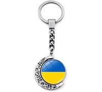 EACTEL Ukraine Flag Key Chain Charms Crystal Keychains Keyrings Patriot Souvenir Gift Ukrainian Flags Glass Men Women Purse Car Key Ring Jewelry Accessory