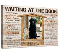 Eadabok Personalized Dog Memorial Canvas Prints with Photo Name, Ship Next Day Waiting at the Door Dog Remembrance Gifts, Custom Pet Memorial Gifts for Dogs & Cats