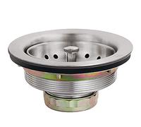 EADOT 3-1/2 Inch Brushed Nickel Kitchen Sink Drain Assembly with Strainer Basket Stopper, Stainless Steel Kitchen Sink Drain Strainer and Stopper, Kitchen Sink Basket Strainer, Sink Strainer Drain