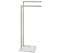 EADOT Standing Towel Rack Double-L Shape Bath Towel Sheet Holder with Marble Design Base for Bathroom Floor Next to Tub or Shower 2 Tier Towel Drying Rack Stainless Steel Brushed Nickel
