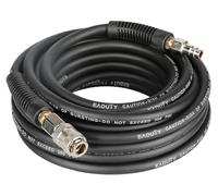 EADUTY Air Compressor Hose, Heavy Duty Hybrid Air Hose 1/4" I.D by 10 M Length, 300 PSI Air Compressor Accessories with Bend Restrictors and 1/4" Euro Quick Connect Fittings. Black