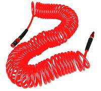 EADUTY Heavy Duty Polyurethane Recoil Air Hose 1/4 in x 50 ft, Lightweight, Flexible Compressor Hose with Universal Quick Coupler, I/M Plug and Bend Restrictors, Red