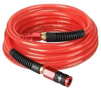 EADUTY Heavy Duty Reinforced Polyurethane Air Hose 1/4 in x 25 ft, Lightweight, Flexible Compressor Hose with Universal Quick Coupler, Plug and Bend Restrictors, Red