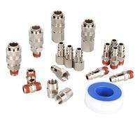 EADUTY Professional Air Compressor Quick Connect Fittings Set, Metal Pneumatic Couplers with Thread Tape, 19-Piece