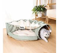 EAEDMY Cat Rabbit Tunnel Bed Nest for Cats Indoor, with Collapsible Washable Soft Cushion, Plush Ball and Exercise Wheel Tube, Fit for Puppy Bunny Kitty Kitten Ferret