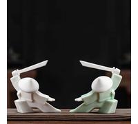 EAEDMY EAEMDY Samurai Figure Figurine Japanese Warrior Statue Decor for Table Room, Incense Holder for Stick Burner Incense Stick Holder, Kongfu Tea Pet Decoration (5.White C+Green C)