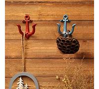EAEDMY Vintage Retro Cast Iron Nautical Anchor Hook, Towel Coat Key Wall Hooks, Coastal Bathroom Decor, Including Screws (6.Blue+Red)
