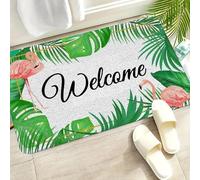 EAEQKOUC 1 non-slip doormat, vibrant pink flamingo pattern, tropical welcome mat, tropical themed home decor, machine washable 3D-40x60cm